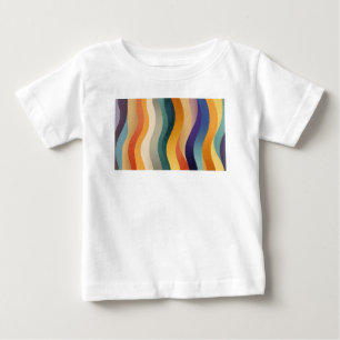 T-shirt Pour Bébé Rayures ondulées rétro motif abstrait