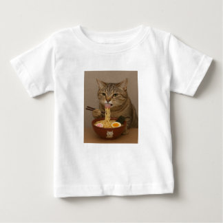 T-shirt Pour Bébé Realistic Funny Cat Eating Ramen | Graphic Tee