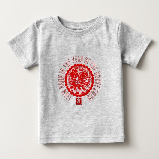 T-shirt Pour Bébé Red Horse paper cut-out Personalized Baby T (Devant)