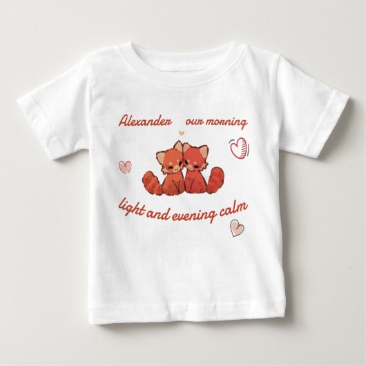 T-shirt Pour Bébé Red Panda Baby Tee – Custom Name (Devant)