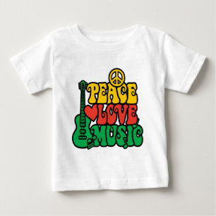 T-shirt Pour Bébé Reggae Peace Love Music