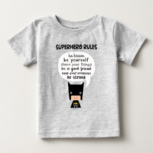T-shirt Pour Bébé Règles de super-héros (Devant)