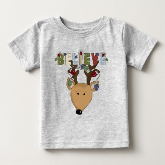 T-shirt Pour Bébé Reindeer Croire Noël Fête Mignonne (Devant)