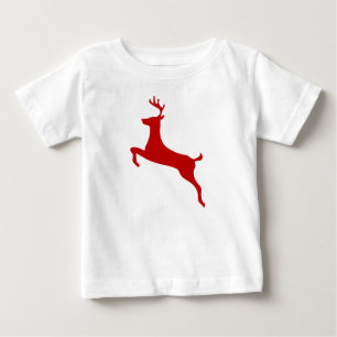 T-shirt Pour Bébé Reindeer Jump Noël Rouge Silhouette Trucker Chapea