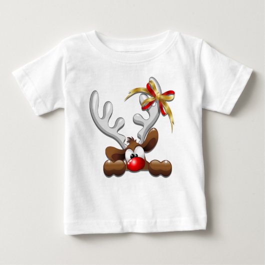 T-shirt Pour Bébé Reindeer Puzzled drôle Caractère de Noël (Devant)