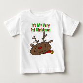 T-shirt Pour Bébé Reindeer Très 1er Noël (Devant)