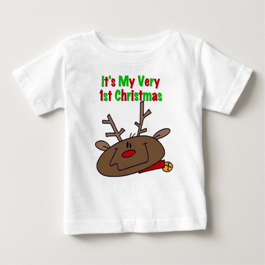 T-shirt Pour Bébé Reindeer Très 1er Noël (Devant)