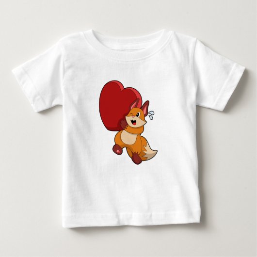 T-shirt Pour Bébé Renard à l'amour avec le coeur (Devant)