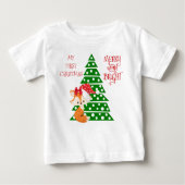 T-shirt Pour Bébé Renard adorable et arbre de Noël (Devant)