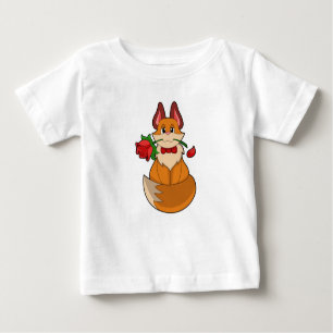 T-shirt Pour Bébé Renard avec fleur Rose