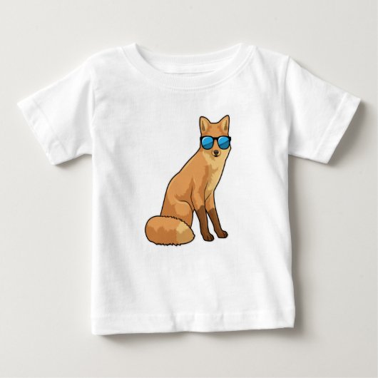T-shirt Pour Bébé Renard avec lunettes de soleil (Devant)