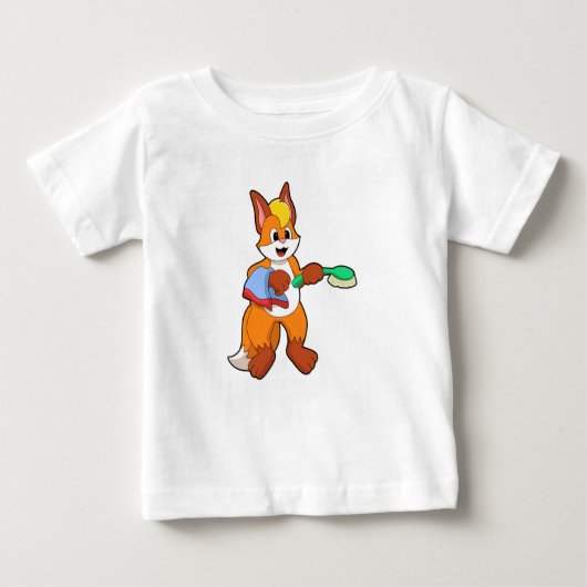 T-shirt Pour Bébé Renard avec serviette et brosse (Devant)