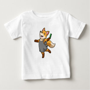 T-shirt Pour Bébé Renard comme coiffeur avec ciseaux