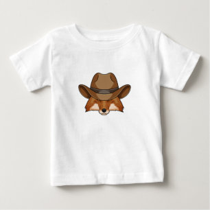 T-shirt Pour Bébé Renard en cowboy avec chapeau