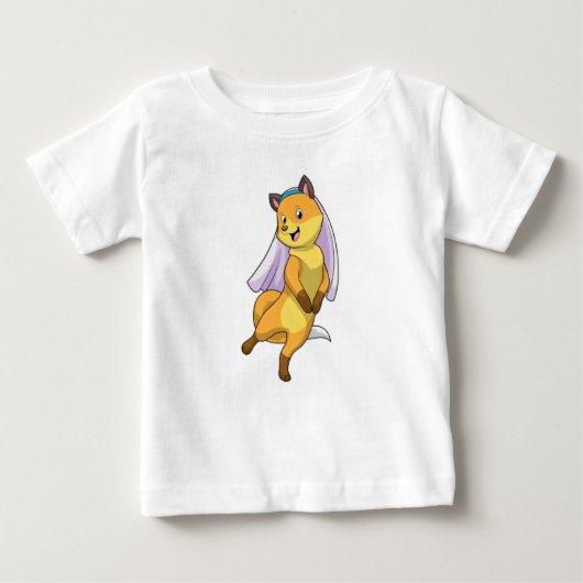 T-shirt Pour Bébé Renard en mariée avec Voile (Devant)