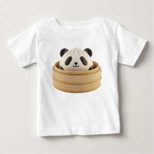 T-shirt Pour Bébé Rendu de Bao Bun à forme de Panda cuit à la vapeur