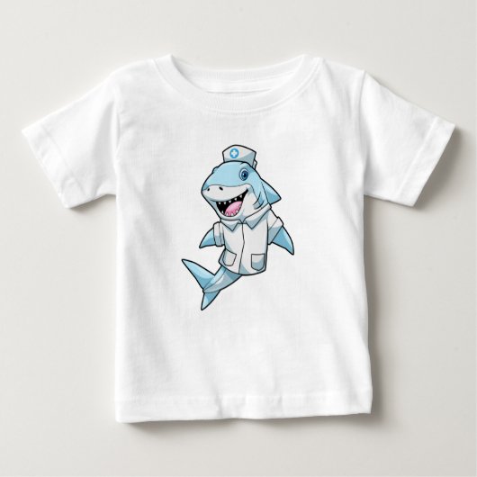 T-shirt Pour Bébé Requin comme infirmière avec manteau (Devant)