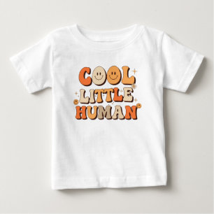 T-shirt Pour Bébé Rétro années 70 "Cool Little Human" Visage sourian