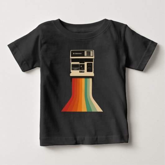 T-shirt Pour Bébé Retro Camera with Rainbow Print (Devant)