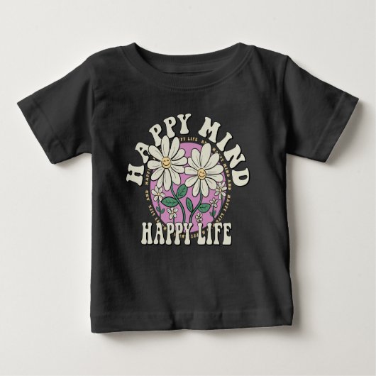 T-shirt Pour Bébé Retro Happy Mind Happy Life (Devant)