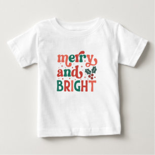 T-shirt Pour Bébé Retro Merry & Bright Christmas