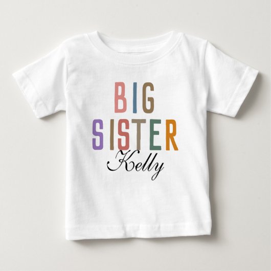 T-shirt Pour Bébé Rétro Mignon Grande sœur assortie (Devant)