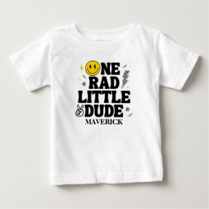 T-shirt Pour Bébé Retro One Rad Little Dude Smile Boy 1er Anniversai