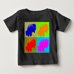 T-shirt Pour Bébé Retro Pop Art Bison Buffalo