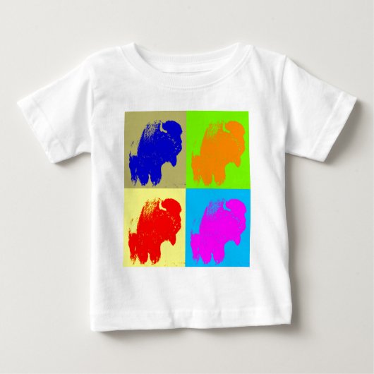 T-shirt Pour Bébé Retro Pop Art Bison Buffalo (Devant)