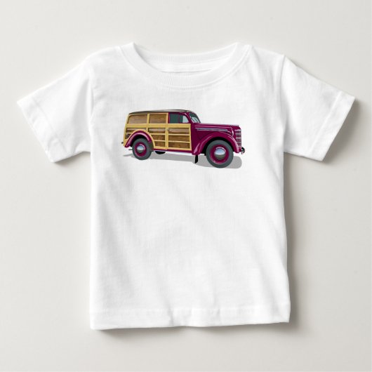 T-shirt Pour Bébé Retro woody wagon delivery truck  (Devant)