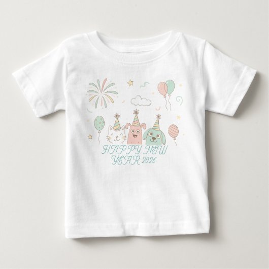 T-shirt Pour Bébé Réveillon Joyeux 2026 (Devant)