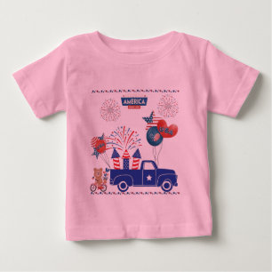 T-shirt Pour Bébé Rêves de feu d'artifice de liberté rose