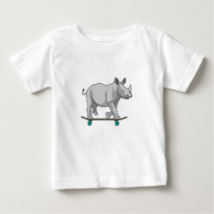 T-shirt Pour Bébé Rhino en patinage avec skateboard