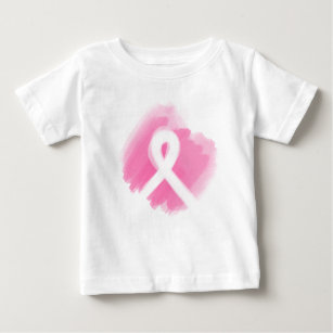T-shirt Pour Bébé Ribbon de sensibilisation au cancer du sein Aquare