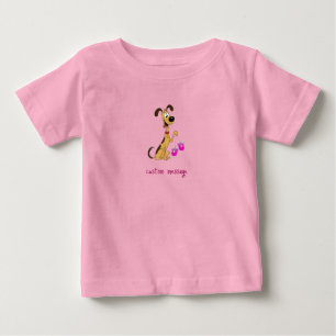 T-shirt Pour Bébé Rico le chien tenant de mignonnes chaussures de bé