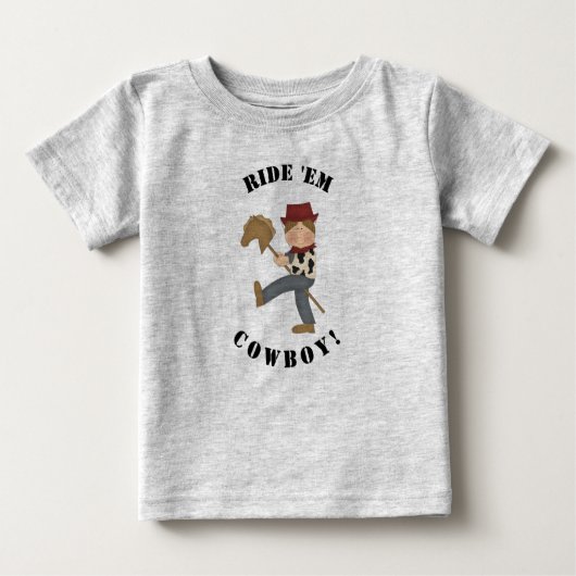 T-shirt Pour Bébé Ride 'Em Cowboy (cheveux bruns) (Devant)