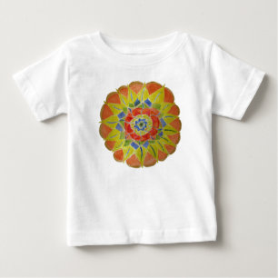 T-shirt Pour Bébé Robe de bébé mandala peinte à la main rose jaune