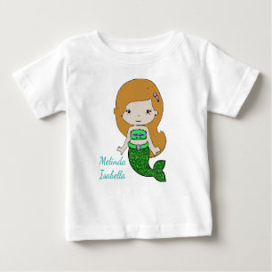 T-shirt Pour Bébé Robe de bébé Sirène verte personnalisée