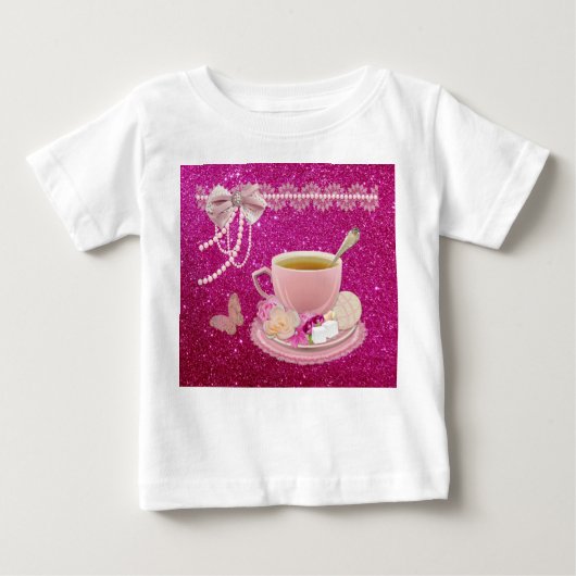 T-shirt Pour Bébé Robe de petite fille à volants rose fuchsia scinti (Devant)