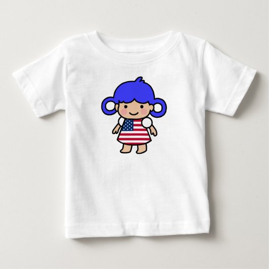 T-shirt Pour Bébé Robe Drapeau Fille US (Devant)