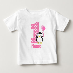 T-shirt Pour Bébé Robe personnalisée par pingouin de rose de fille