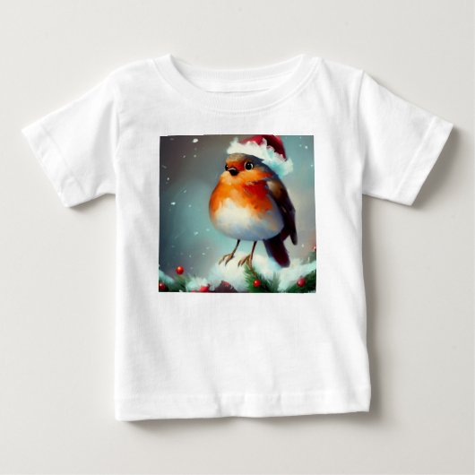 T-shirt Pour Bébé Robin de Noël 1 (Devant)