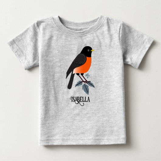 T-shirt Pour Bébé Robins Et Fleurs (Devant)