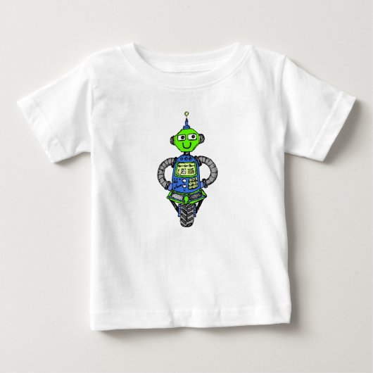 T-shirt Pour Bébé Robot Arnie, bleu et vert (Devant)
