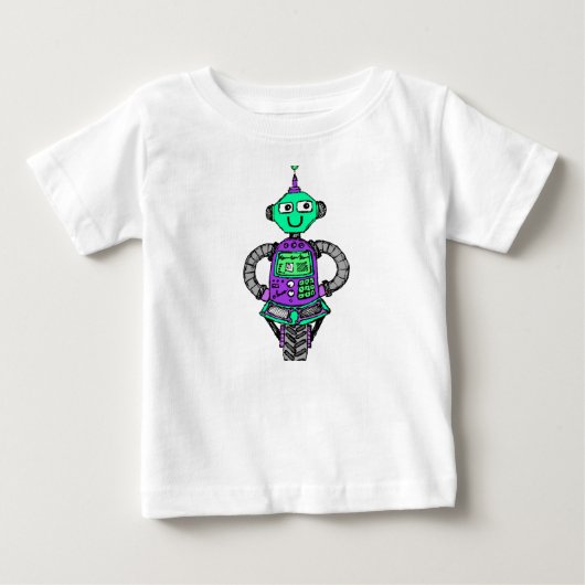 T-shirt Pour Bébé Robot Arnie, violet et vert (Devant)