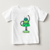T-shirt Pour Bébé Robot Frankie, vert sur blanc (Devant)