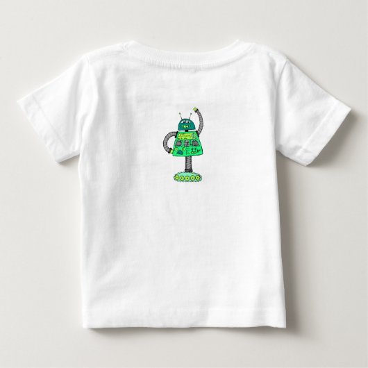T-shirt Pour Bébé Robot Frankie, vert sur blanc (Dos)