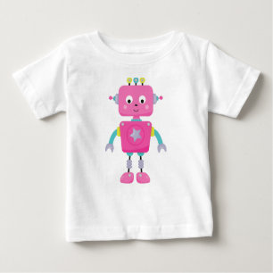T-shirt Pour Bébé Robot mignon, Robot drôle, Robot idiot, Robot rose