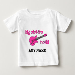 T-shirt Pour Bébé Roche de grandes soeurs ! avec la guitare rose