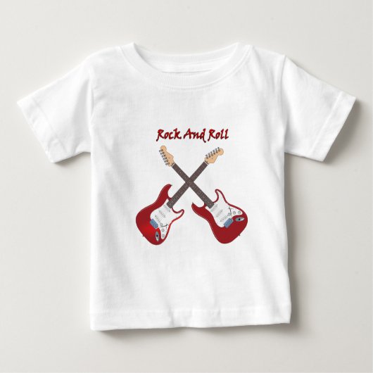 T-shirt Pour Bébé Rocher et rouler avec deux guitares électriques ro (Devant)